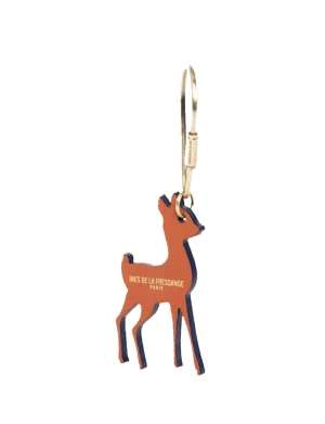 Best Ines de la Fressange Paris Leon leather key ring orange