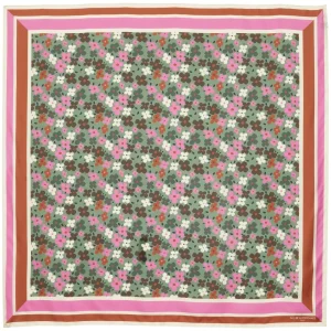 Outlet Ines de la Fressange Paris Lewis silk scarf, green and pink flower design