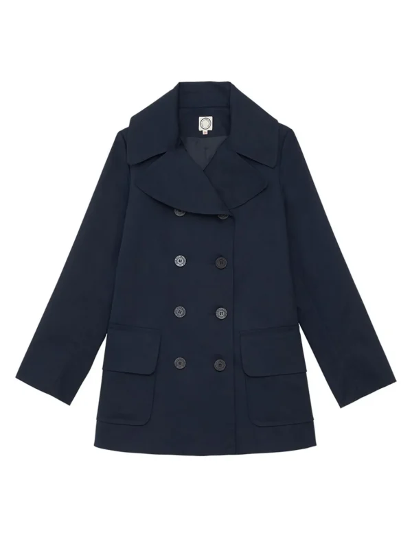 Hot Ines de la Fressange Paris Lightweight navy blue Seraphine pea jacket