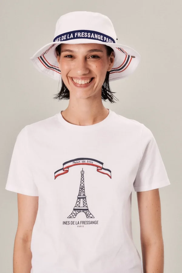 Best Ines de la Fressange Paris Limited edition T-shirt, summer 2024 in Paris, "Eiffel Tower" model