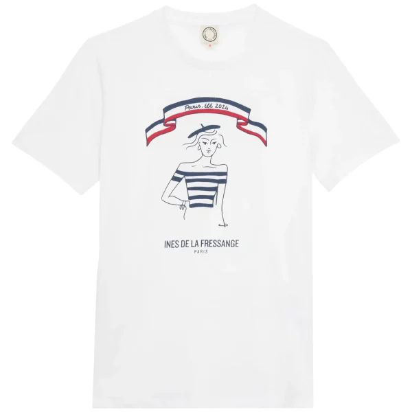 Cheap Ines de la Fressange Paris Limited edition T-shirt, summer 2024 in Paris, "Parisienne" model