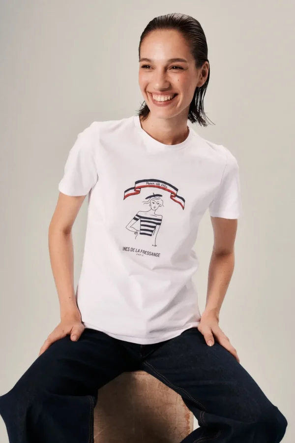 Cheap Ines de la Fressange Paris Limited edition T-shirt, summer 2024 in Paris, "Parisienne" model