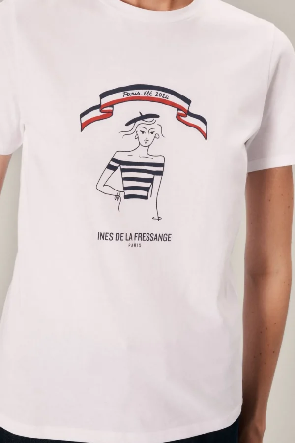 Cheap Ines de la Fressange Paris Limited edition T-shirt, summer 2024 in Paris, "Parisienne" model