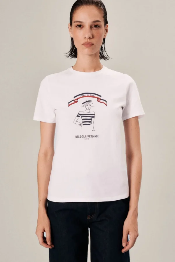 Cheap Ines de la Fressange Paris Limited edition T-shirt, summer 2024 in Paris, "Parisienne" model