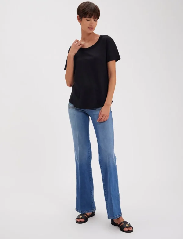 Store Ines de la Fressange Paris Lison black linen tee shirt