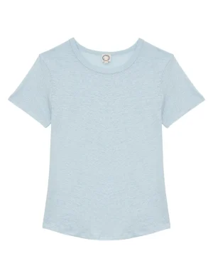 Sale Ines de la Fressange Paris Lison light blue linen tee shirt