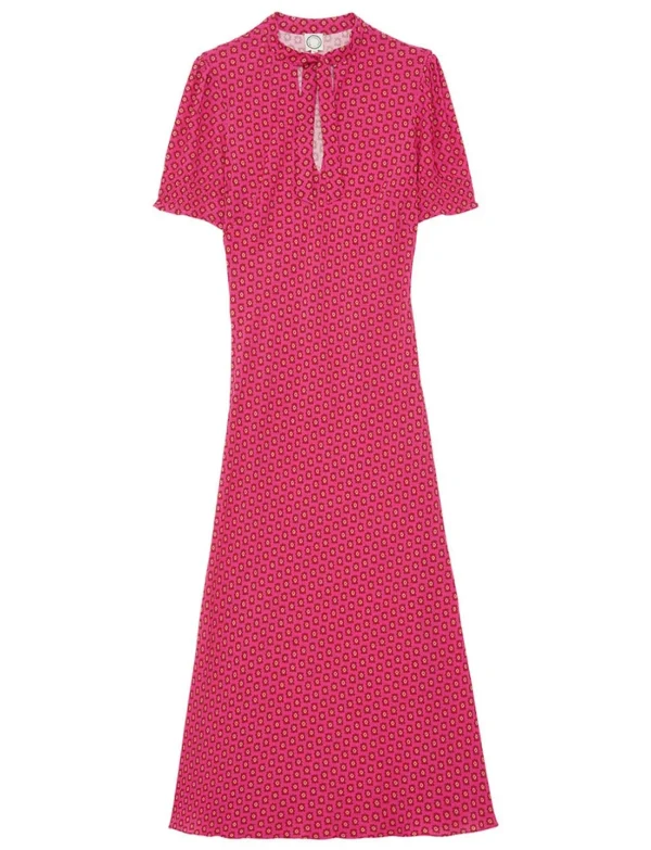 Store Ines de la Fressange Paris Long pink printed cherry dress