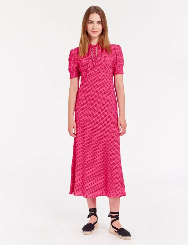 Store Ines de la Fressange Paris Long pink printed cherry dress