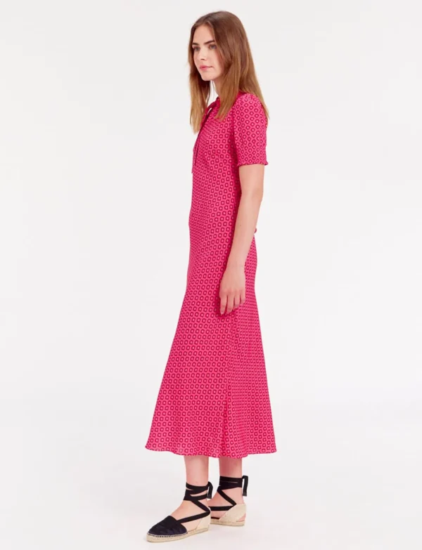 Store Ines de la Fressange Paris Long pink printed cherry dress