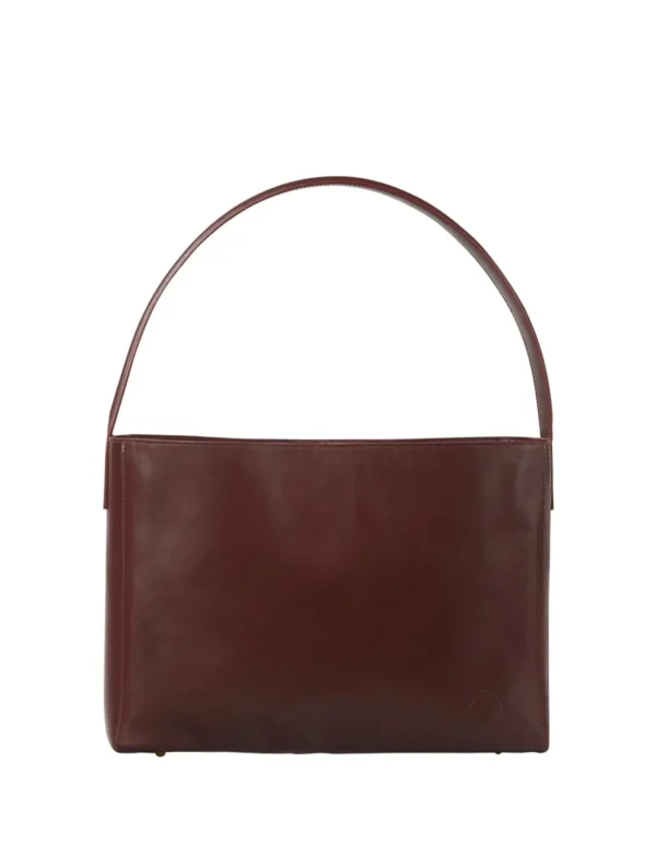 Best Ines de la Fressange Paris Léonore large leather tote bag burgundy