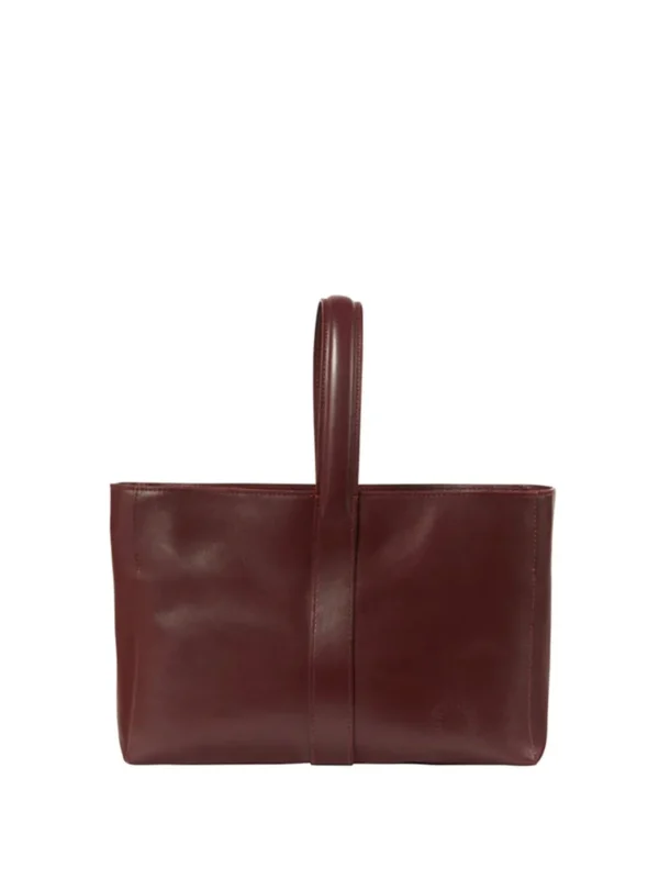 Shop Ines de la Fressange Paris Léonore small leather shopping bag burgundy