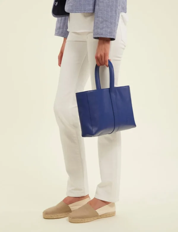 Flash Sale Ines de la Fressange Paris Léonore small leather tote bag cobalt blue