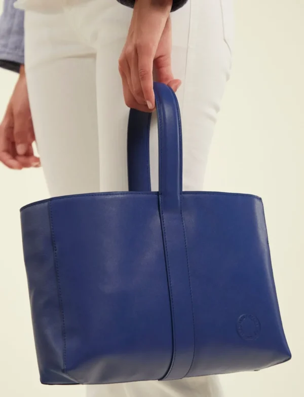 Flash Sale Ines de la Fressange Paris Léonore small leather tote bag cobalt blue