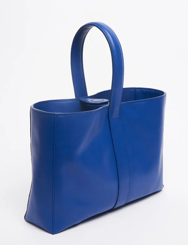 Flash Sale Ines de la Fressange Paris Léonore small leather tote bag cobalt blue