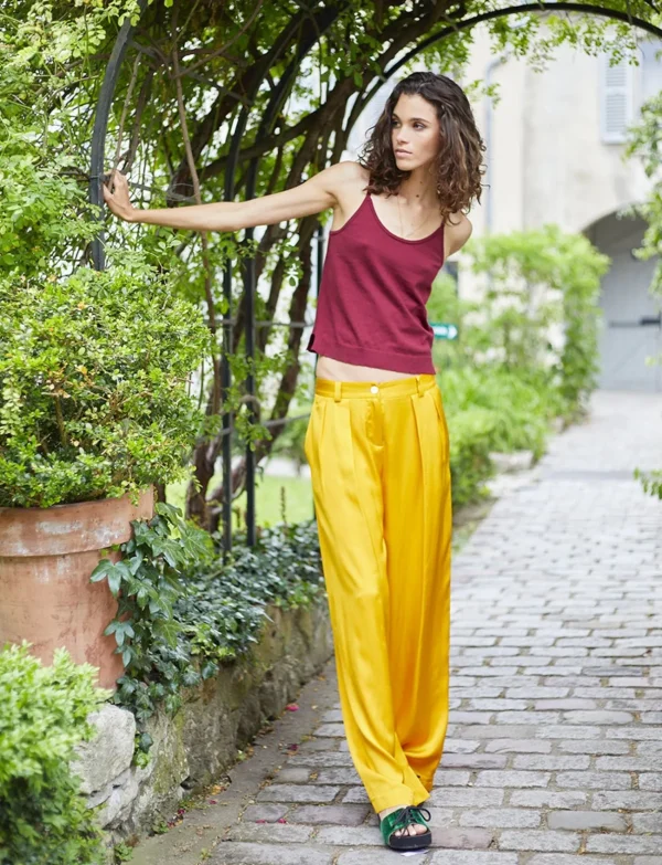 Flash Sale Ines de la Fressange Paris Luciano pants fluid yellow buttercup