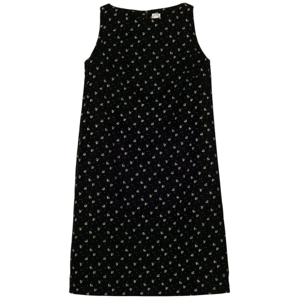 Clearance Ines de la Fressange Paris Madeleine dress in smooth black velvet, gold print