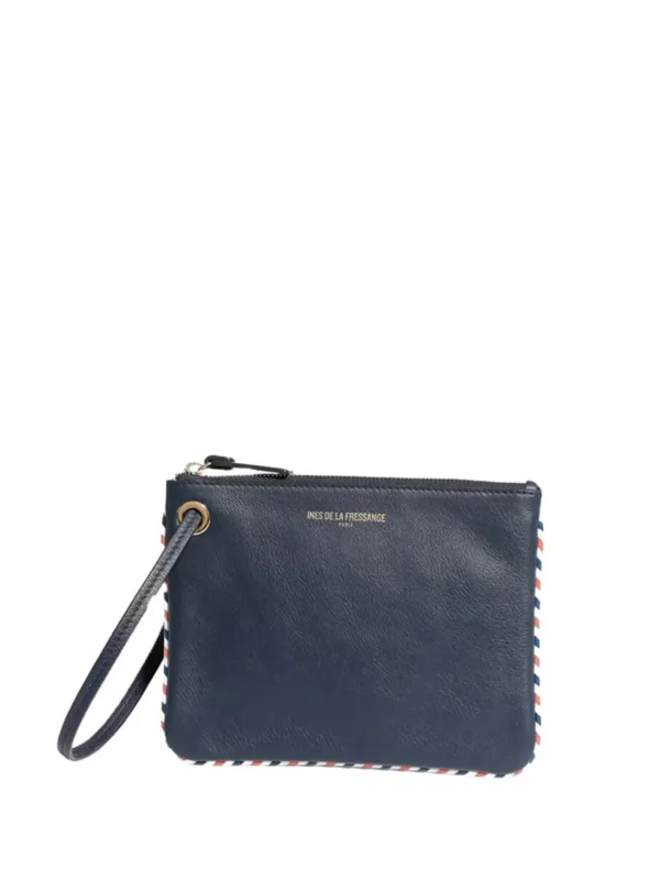 Fashion Ines de la Fressange Paris Marcia clutch bag navy blue