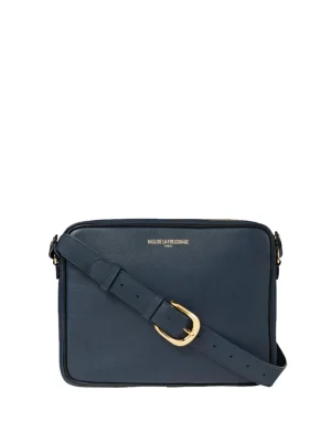 Hot Ines de la Fressange Paris Marcia large bag in navy leather with black trim