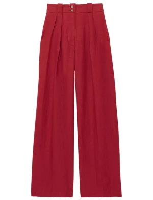 Cheap Ines de la Fressange Paris Marlene pants in raspberry linen