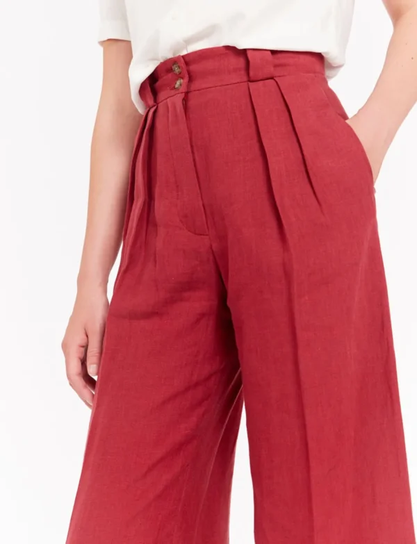 Cheap Ines de la Fressange Paris Marlene pants in raspberry linen