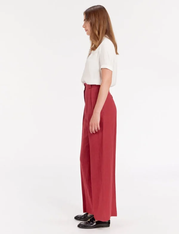 Cheap Ines de la Fressange Paris Marlene pants in raspberry linen