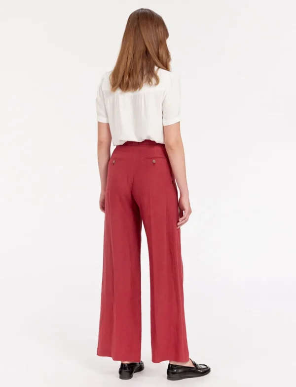 Cheap Ines de la Fressange Paris Marlene pants in raspberry linen