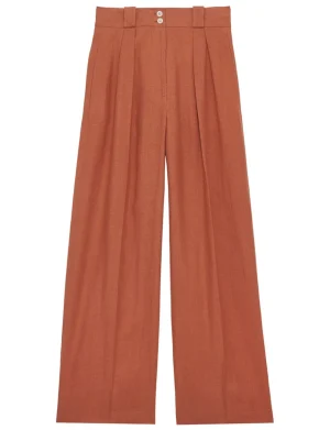 Shop Ines de la Fressange Paris Marlène pants in caramel linen