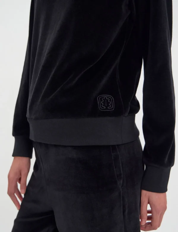 Discount Ines de la Fressange Paris Mathilde sweatshirt in smooth black velvet