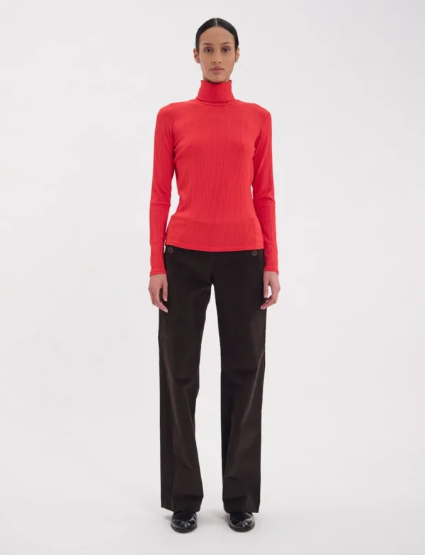 Best Ines de la Fressange Paris Matthieu red turtleneck tee shirt