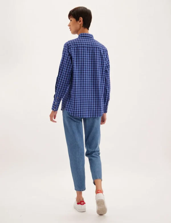 Shop Ines de la Fressange Paris Maureen blue plaid shirt