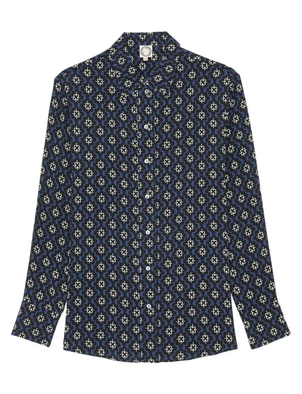 Sale Ines de la Fressange Paris Maureen blue print shirt