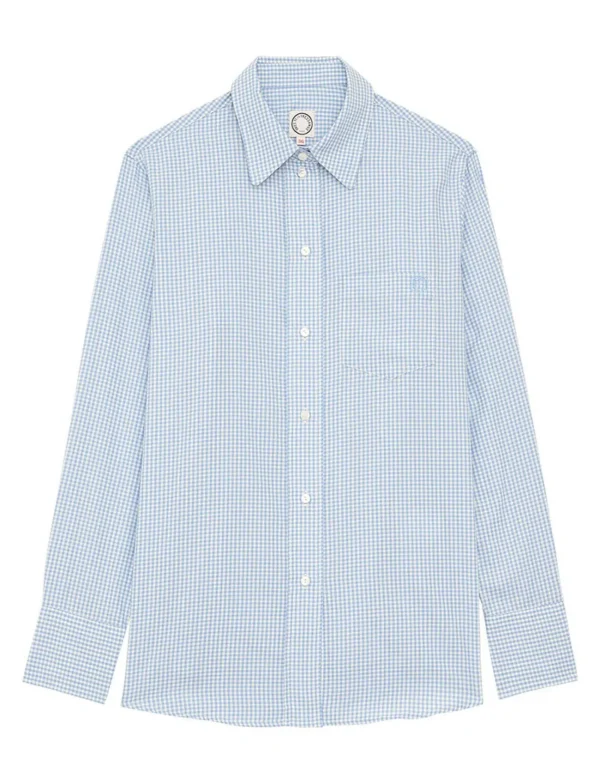 Shop Ines de la Fressange Paris Maureen light blue gingham shirt