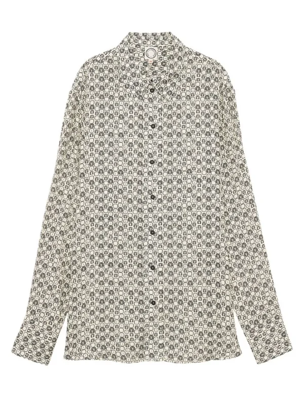 Fashion Ines de la Fressange Paris Maureen oak leaf printed shirt