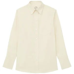 Online Ines de la Fressange Paris Maureen shirt in ecru fine milleraie velvet