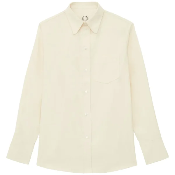 Online Ines de la Fressange Paris Maureen shirt in ecru fine milleraie velvet