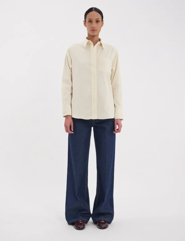 Online Ines de la Fressange Paris Maureen shirt in ecru fine milleraie velvet