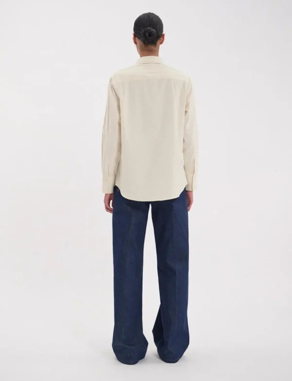 Online Ines de la Fressange Paris Maureen shirt in ecru fine milleraie velvet