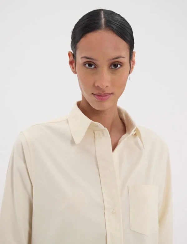 Online Ines de la Fressange Paris Maureen shirt in ecru fine milleraie velvet