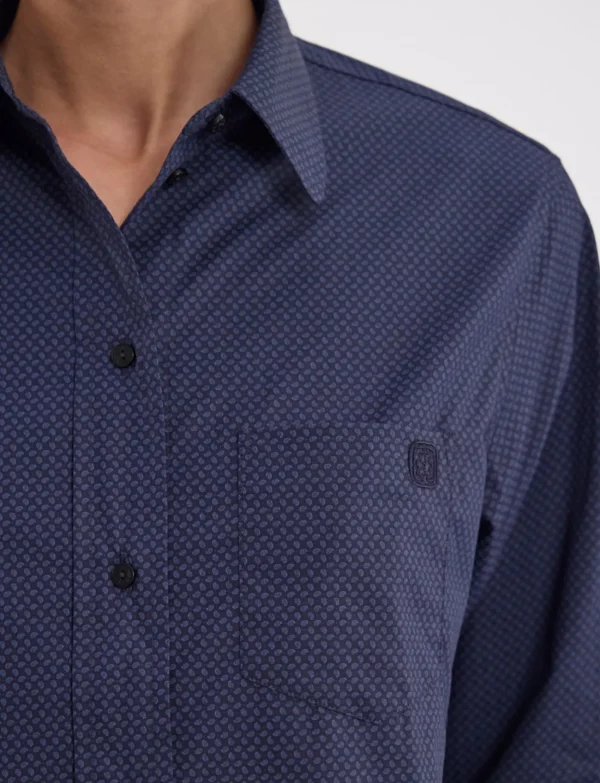 Flash Sale Ines de la Fressange Paris Maureen shirt in patterned navy cotton