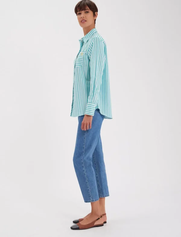 Sale Ines de la Fressange Paris Maureen turquoise shirt