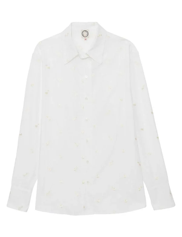 Cheap Ines de la Fressange Paris Maureen white shirt with embroidery