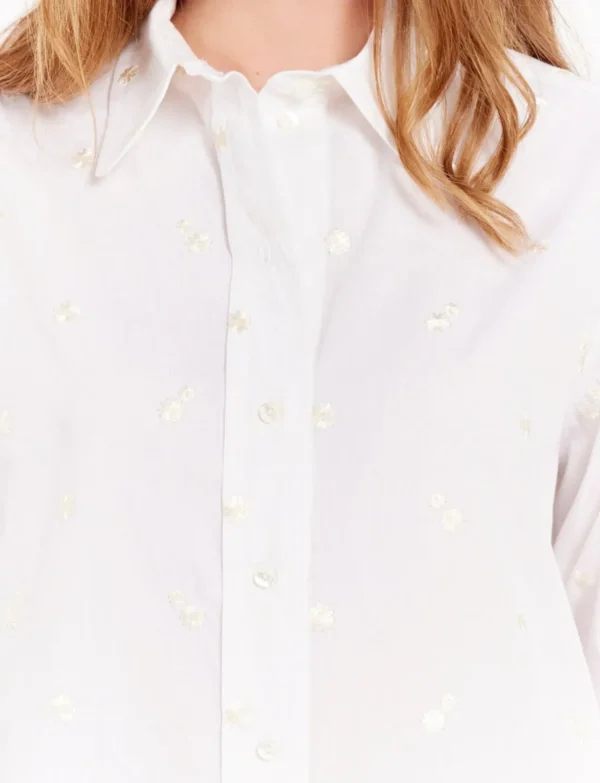 Cheap Ines de la Fressange Paris Maureen white shirt with embroidery