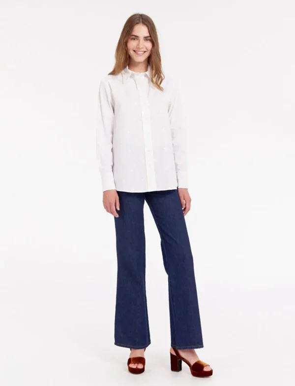 Cheap Ines de la Fressange Paris Maureen white shirt with embroidery