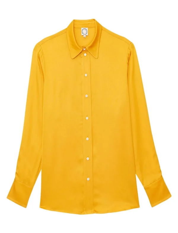 Store Ines de la Fressange Paris Maureen yellow buttercup satin shirt