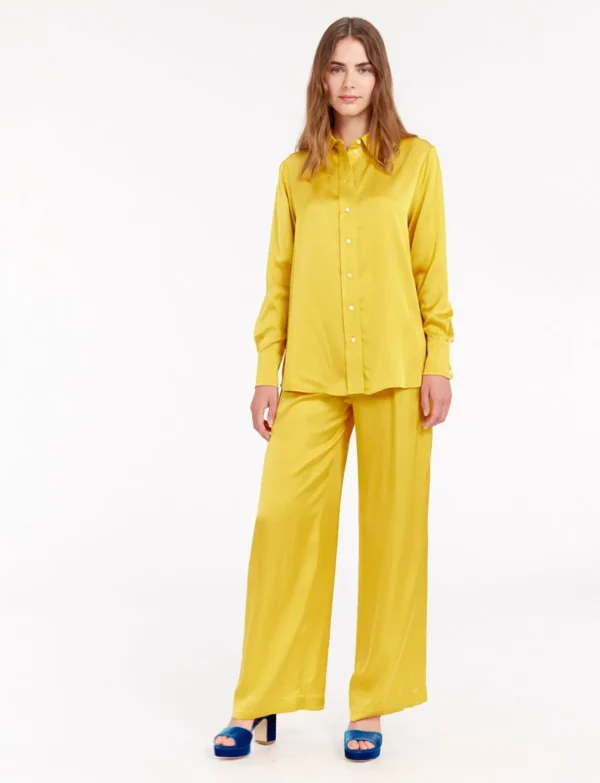 Store Ines de la Fressange Paris Maureen yellow buttercup satin shirt