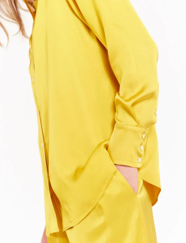 Store Ines de la Fressange Paris Maureen yellow buttercup satin shirt