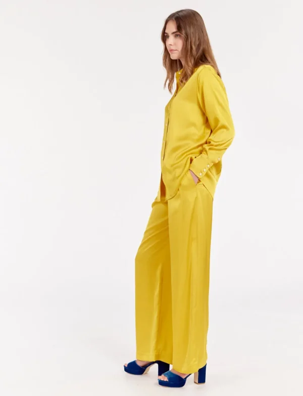 Store Ines de la Fressange Paris Maureen yellow buttercup satin shirt