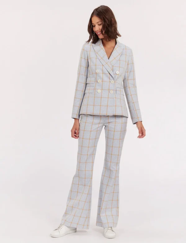 Shop Ines de la Fressange Paris Maurice blue and orange checkered jacket