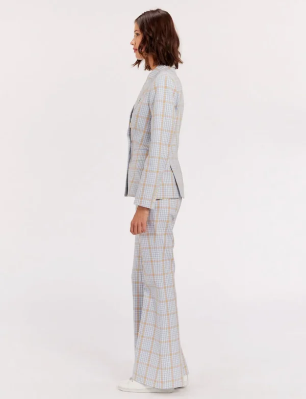 Shop Ines de la Fressange Paris Maurice blue and orange checkered jacket