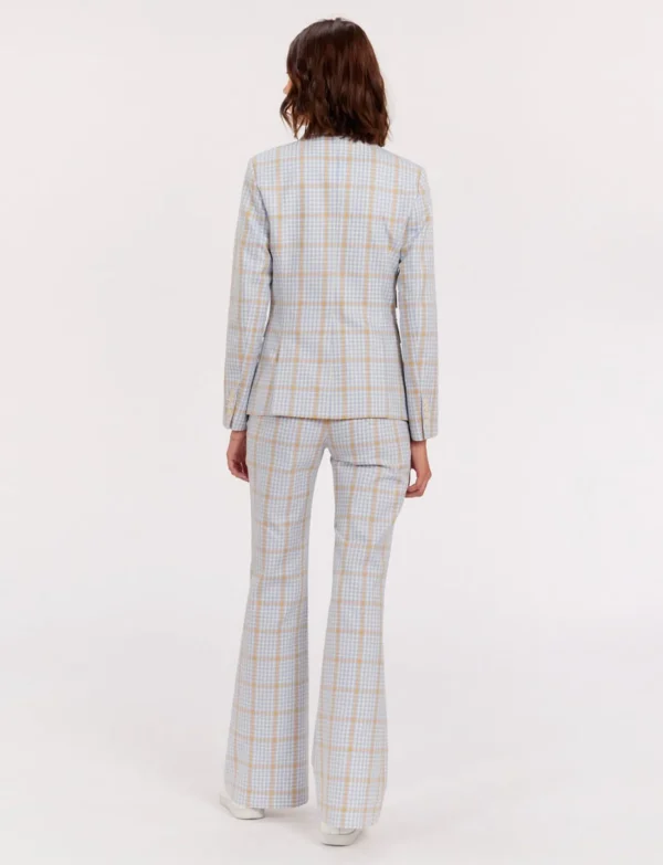 Shop Ines de la Fressange Paris Maurice blue and orange checkered jacket